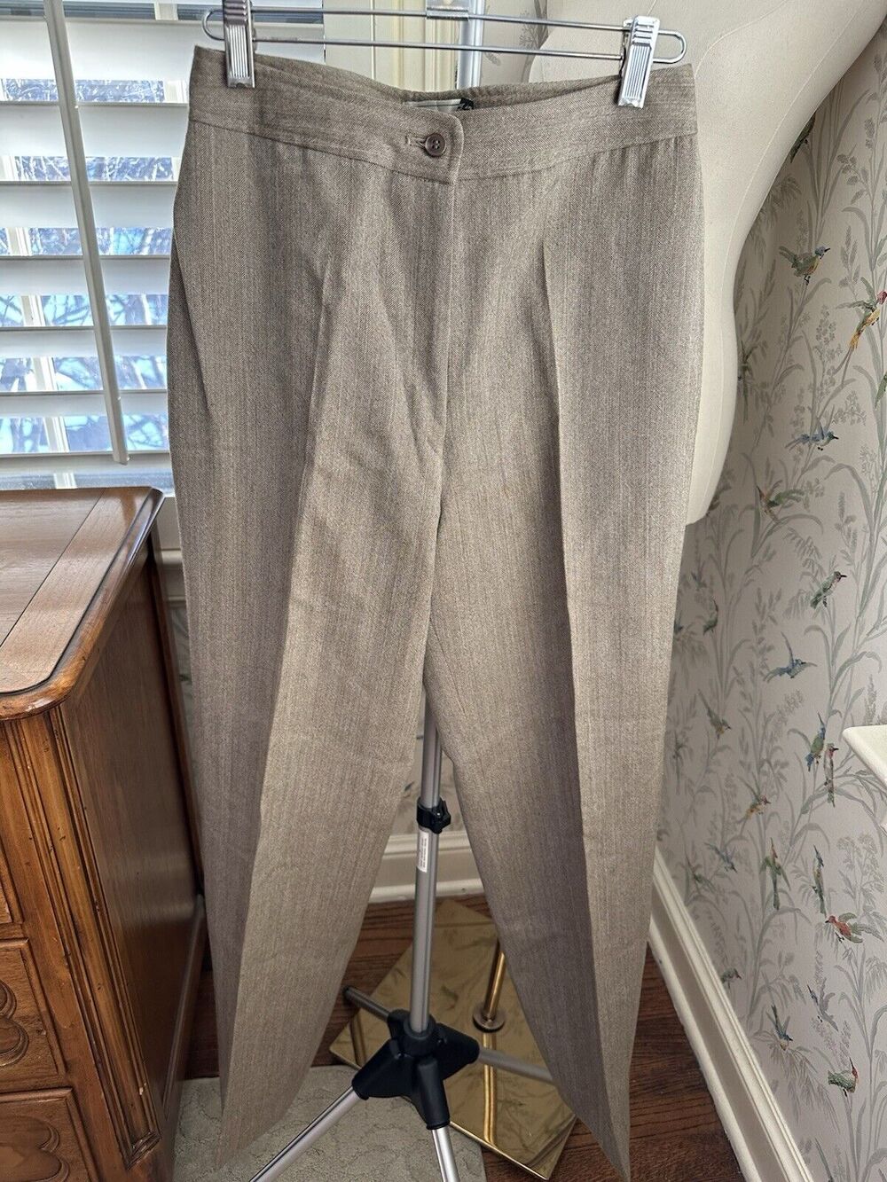 Options At Austin Reed Tan Wool Pleated Casual Dress Pants Women's Size 0 VTG
